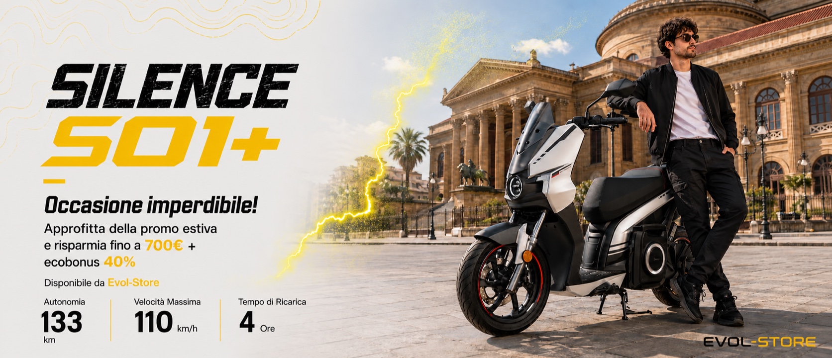 Silence S01+: promo estiva fino a 700 euro più ecobonus 40%, autonomia 133 km, velocità 110 km/h e ricarica in 4 ore.